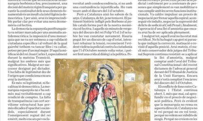 A l’ARA: “Catalunya no té rei”